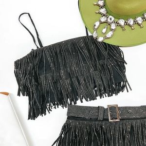 Giddy Up Glamour Boutique | Cowboy Killer Crystal Fringe Crop Top